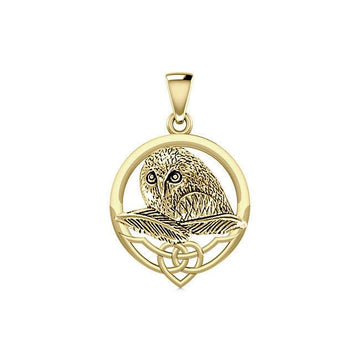 Owl & Celtic Solid Gold Pendant GPD5718 - Jewelry